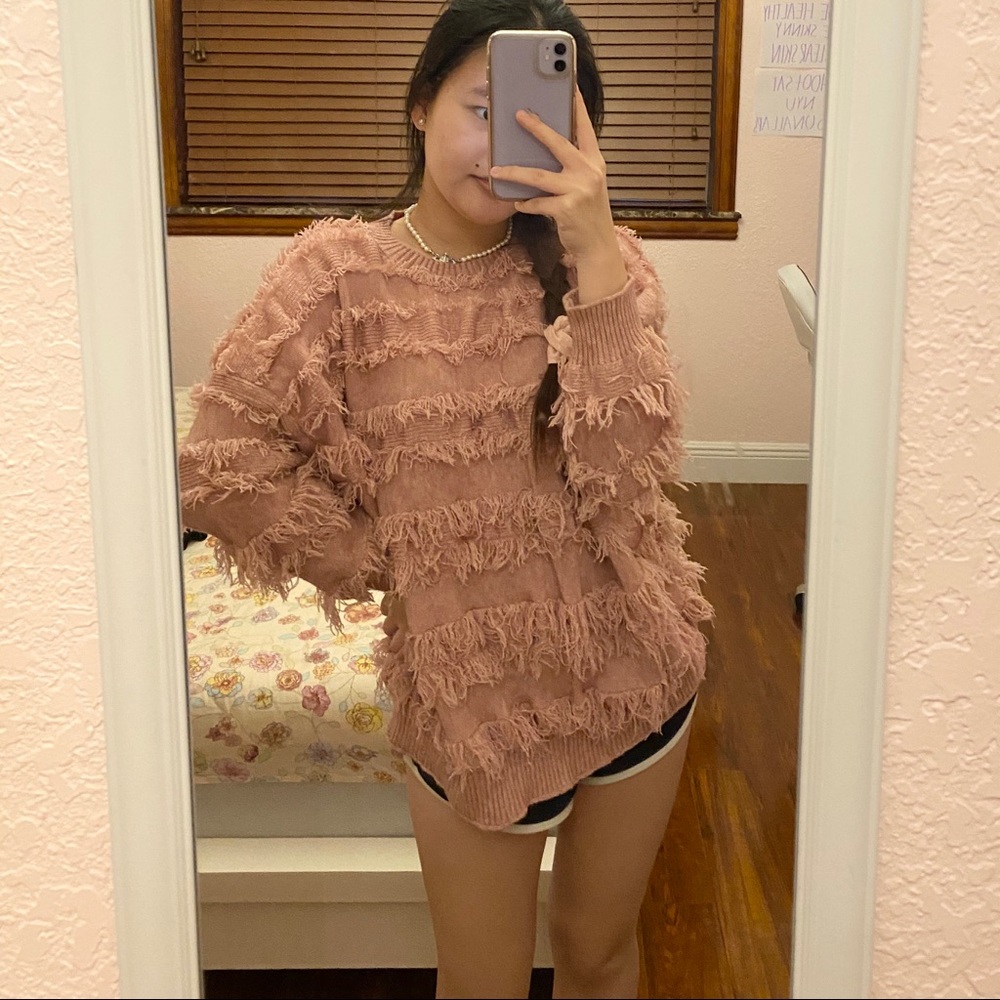 bnwot fluffy pink sweater